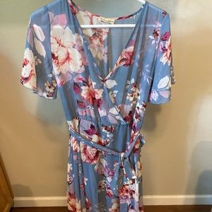 Blue & pink floral dress medium